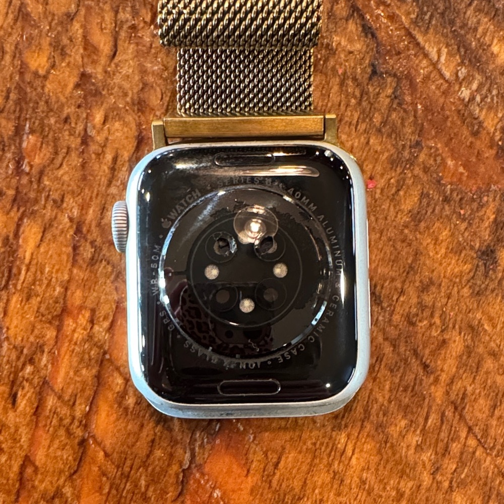 Silver Smartwatch with Gold Mesh Band - Compatible Wearable